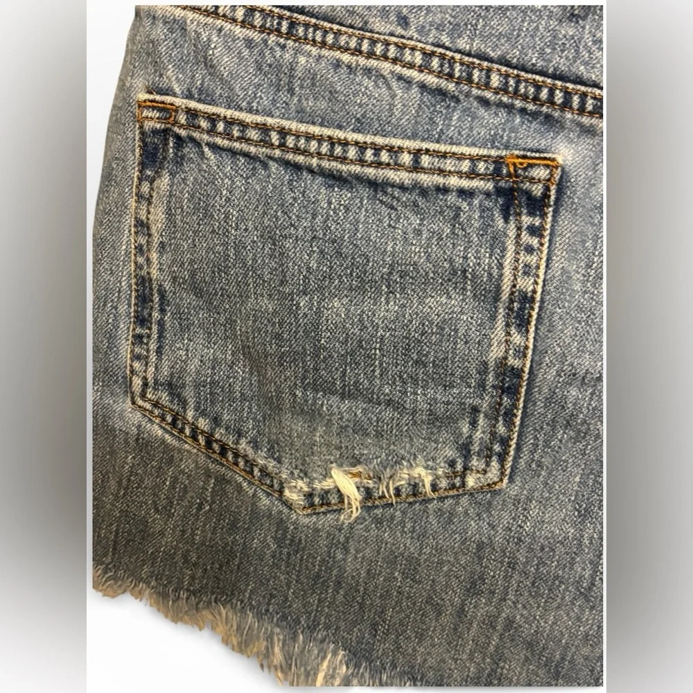 ASOS Blue Distressed Jean Shorts - Picture 3 of 8